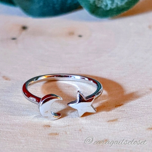 CaraGail'sCloset Jewelry - 925 Sterling Silver Moon & Star Ring Size 6